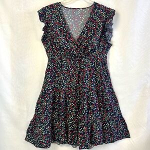 New Sason Curve Summer Ditsy Floral V Neck Mini Dress /  1X